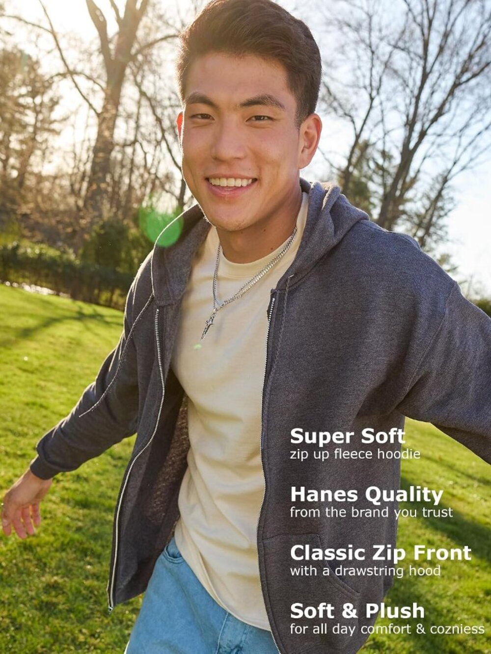 Men's Zip-up Hoodie, Ecosmart Fleece Full-zip Hoodie for Men, Hooded Sweatshirt - Picture 6 of 6